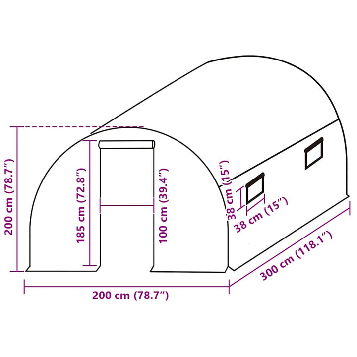overtræk til drivhus (6 m²) 200x300x200 cm grøn