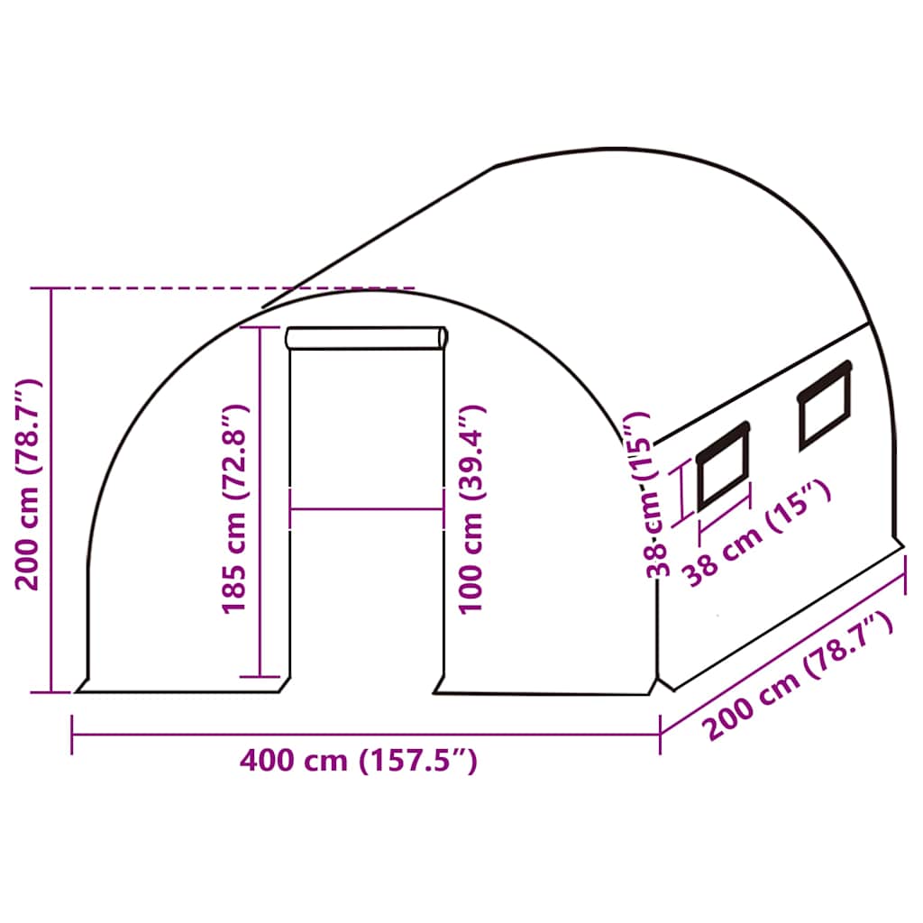 overtræk til drivhus (8 m²) 400x200x200 cm grøn