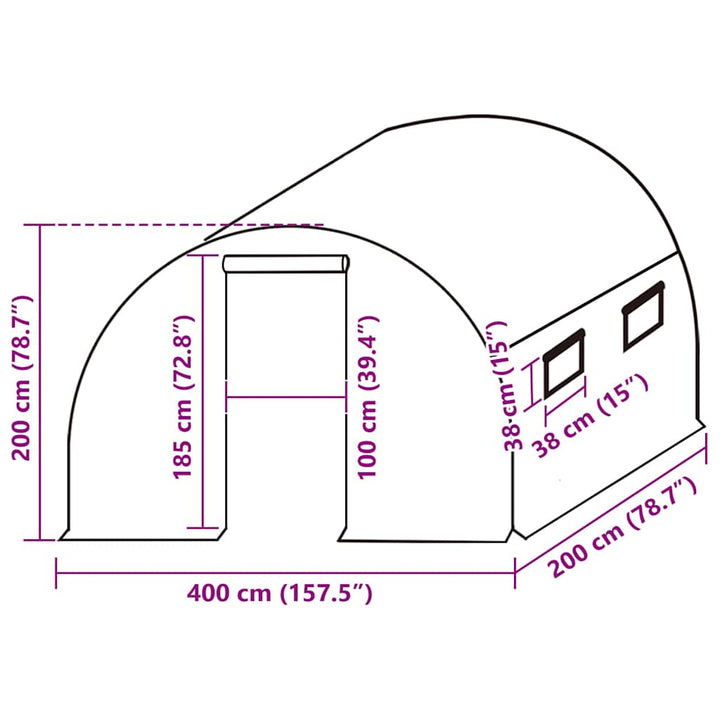 overtræk til drivhus (8 m²) 400x200x200 cm grøn