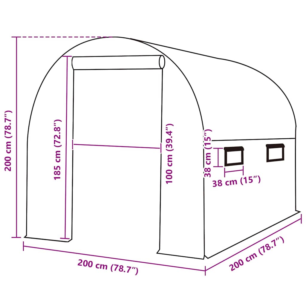 overtræk til drivhus (4 m²) 200x200x200 cm grøn