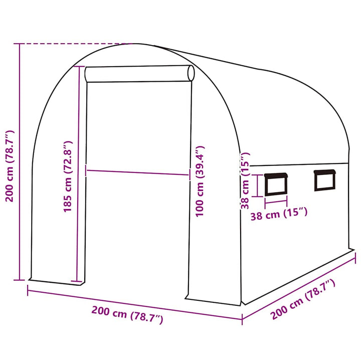 overtræk til drivhus (4 m²) 200x200x200 cm grøn