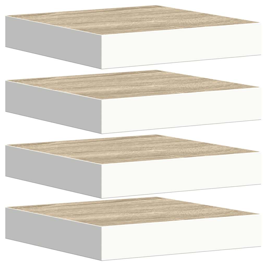 væghylder 4 stk. 23x23,5x3,8 cm MDF egetræsfarvet og hvid
