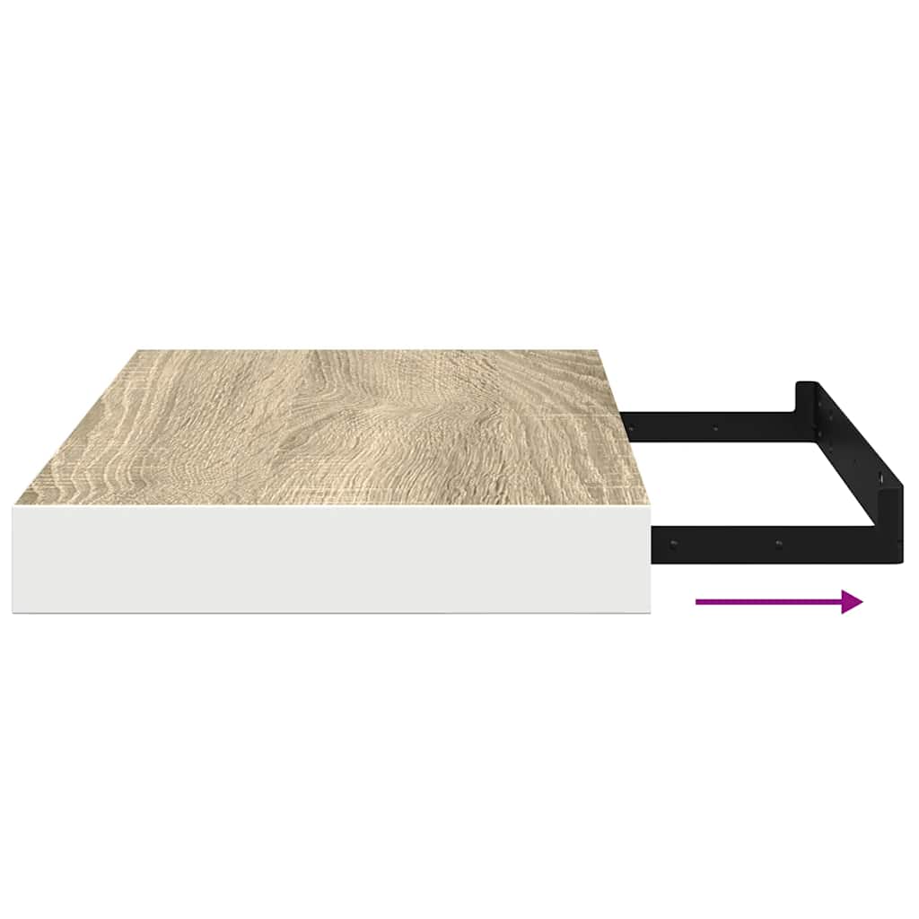 væghylder 4 stk. 40x23x3,8 cm MDF egetræsfarve og hvid