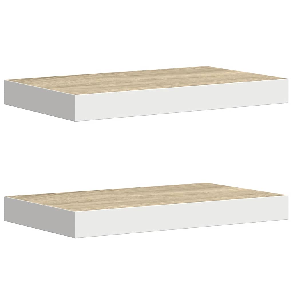 væghylder 2 stk. 50x23x3,8 cm MDF egetræsfarve og hvid