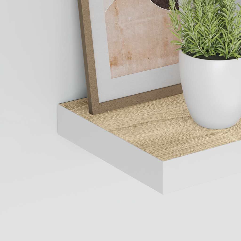 væghylder 2 stk. 50x23x3,8 cm MDF egetræsfarve og hvid