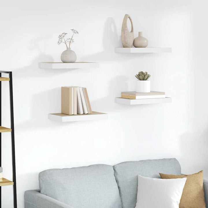 væghylder 4 stk. 50x23x3,8 cm MDF egetræsfarve og hvid