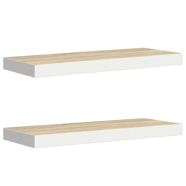 væghylder 2 stk. 60x23,5x3,8 cm MDF egetræsfarve og hvid