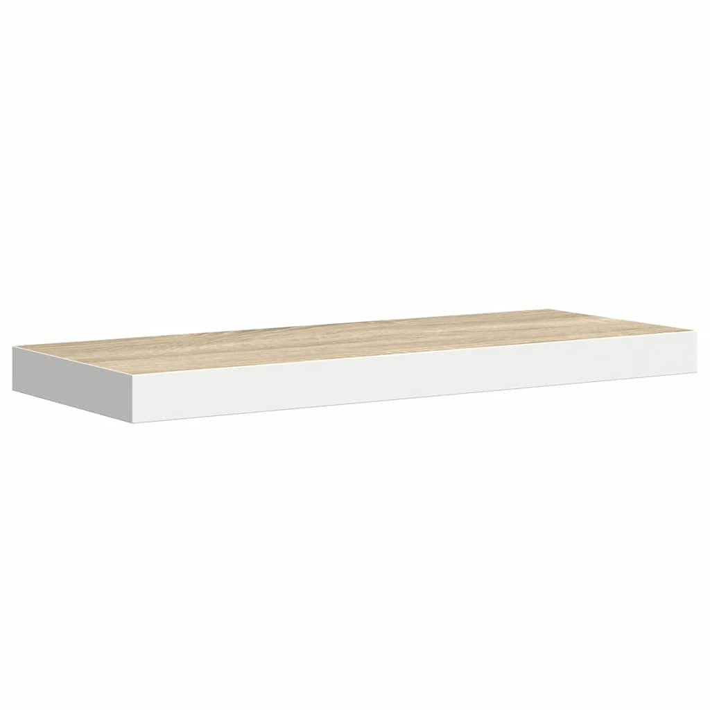 væghylder 2 stk. 60x23,5x3,8 cm MDF egetræsfarve og hvid