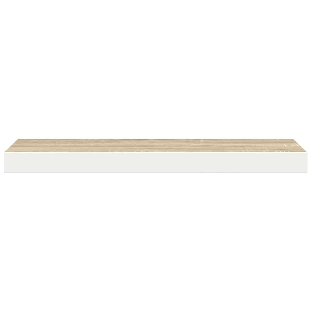 væghylder 2 stk. 60x23,5x3,8 cm MDF egetræsfarve og hvid