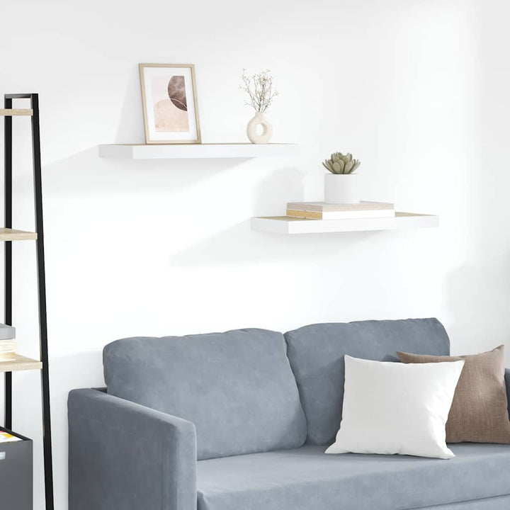 væghylder 2 stk. 60x23,5x3,8 cm MDF egetræsfarve og hvid