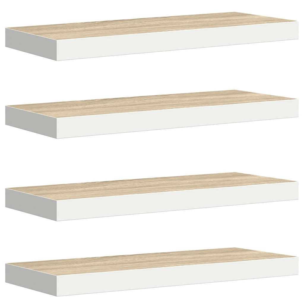 væghylder 4 stk. 60x23,5x3,8 cm MDF egetræsfarve og hvid