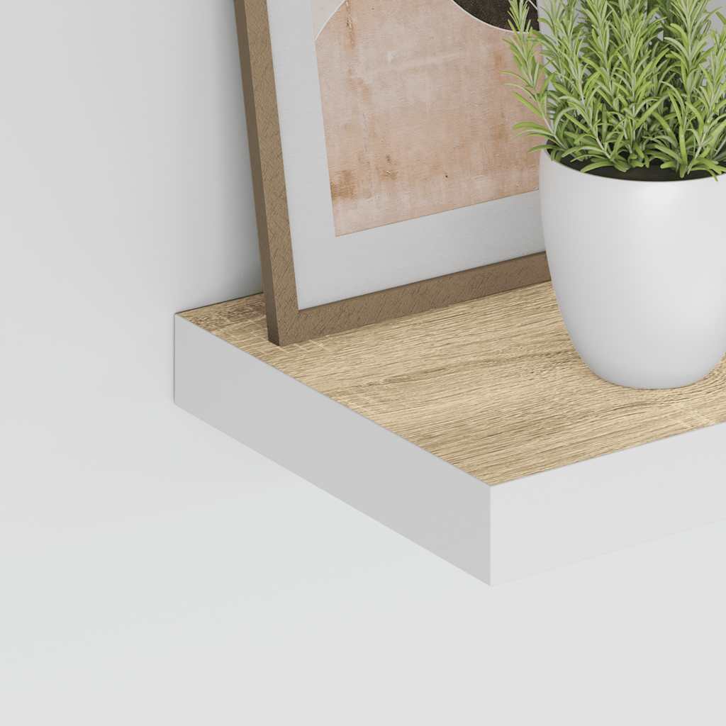 væghylder 4 stk. 60x23,5x3,8 cm MDF egetræsfarve og hvid