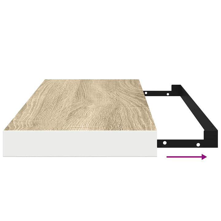 væghylder 4 stk. 60x23,5x3,8 cm MDF egetræsfarve og hvid