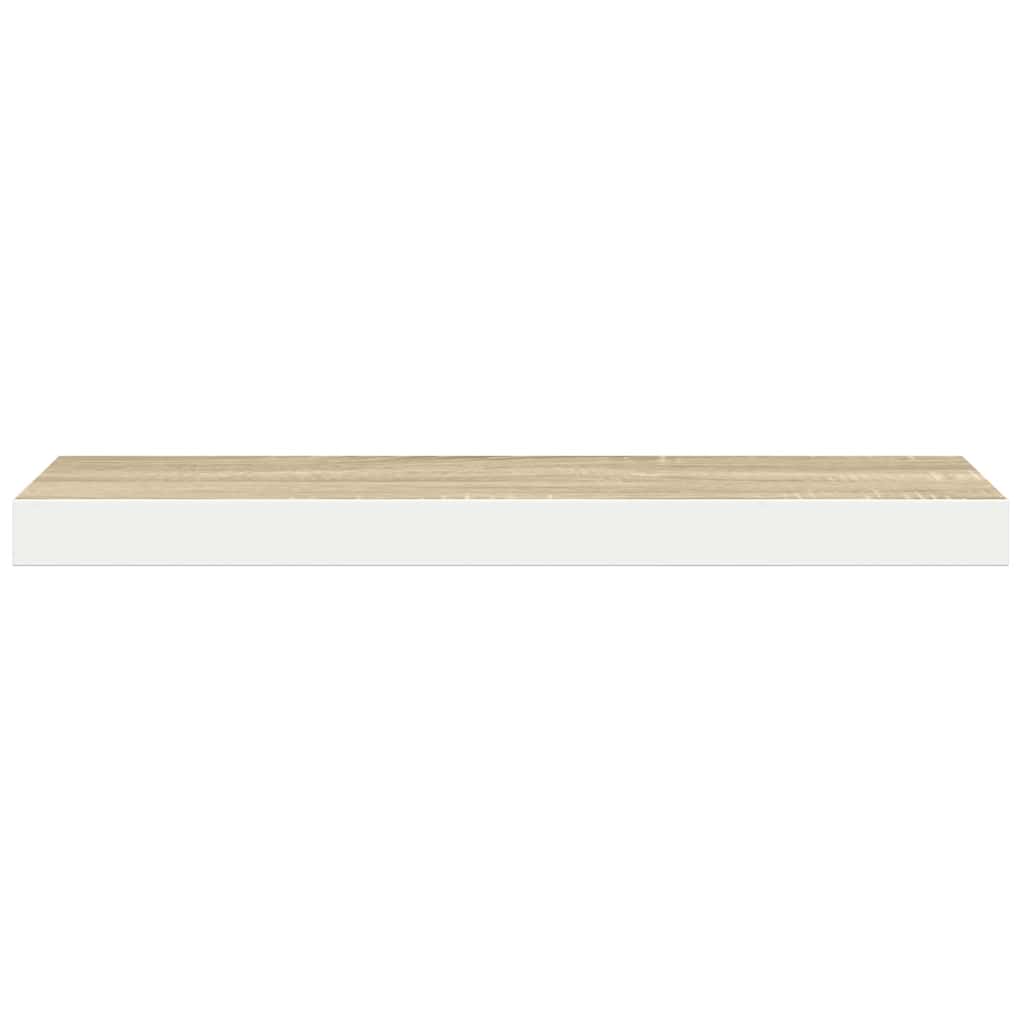 væghylder 2 stk. 80x23,5x3,8 cm MDF egetræsfarve og hvid