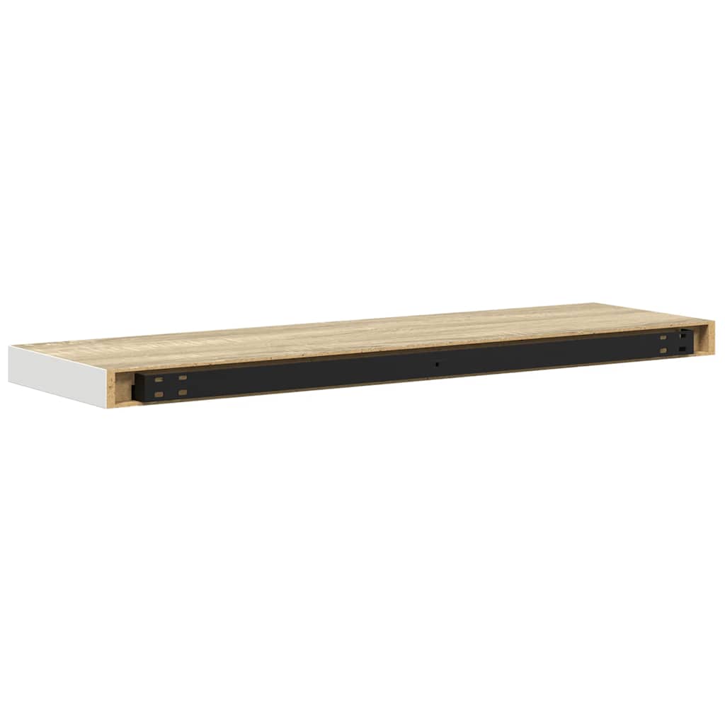 væghylder 2 stk. 80x23,5x3,8 cm MDF egetræsfarve og hvid