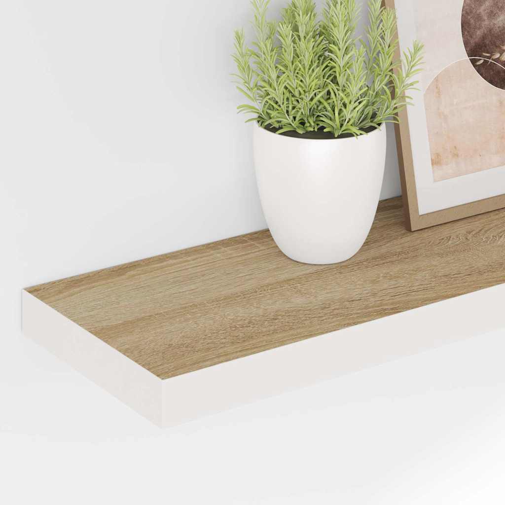 væghylder 4 stk. 80x23,5x3,8 cm MDF egetræsfarve og hvid