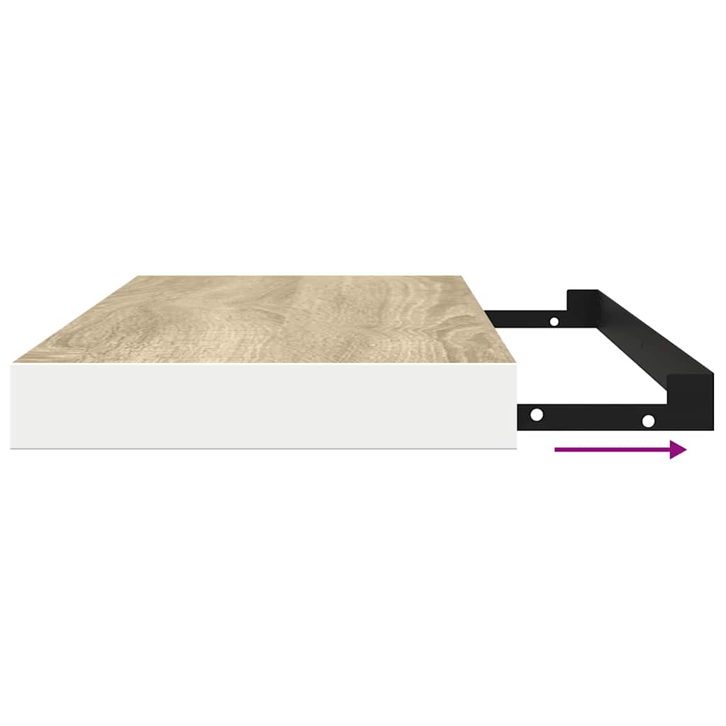 væghylder 4 stk. 80x23,5x3,8 cm MDF egetræsfarve og hvid