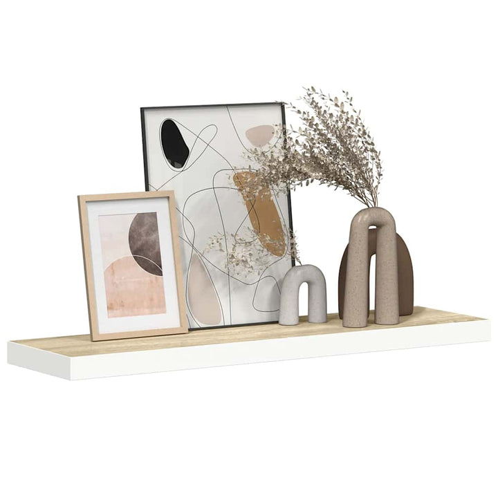 svævehylde 90x23,5x3,8 cm MDF egetræsfarve og hvid