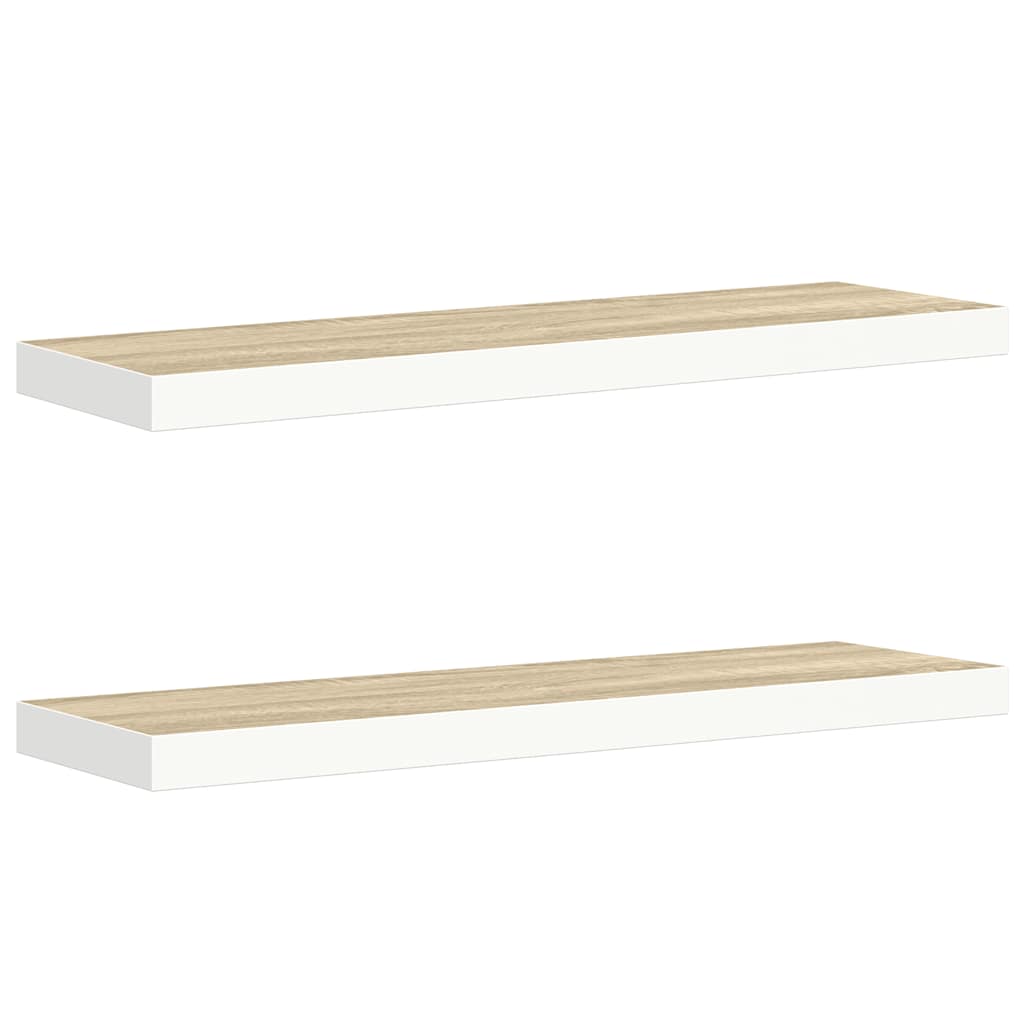 svævehylder 2 stk. 90x23,5x3,8 cm MDF egetræsfarve og hvid