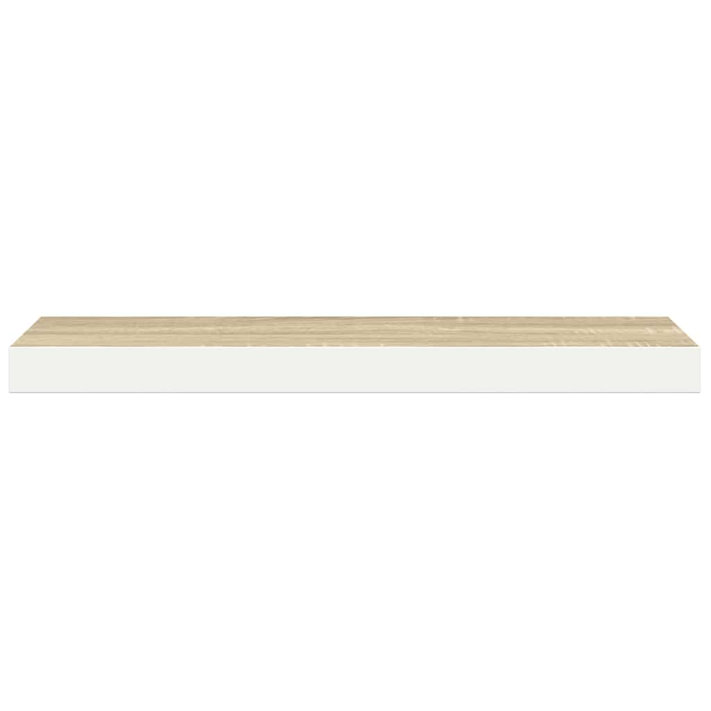svævehylder 2 stk. 90x23,5x3,8 cm MDF egetræsfarve og hvid