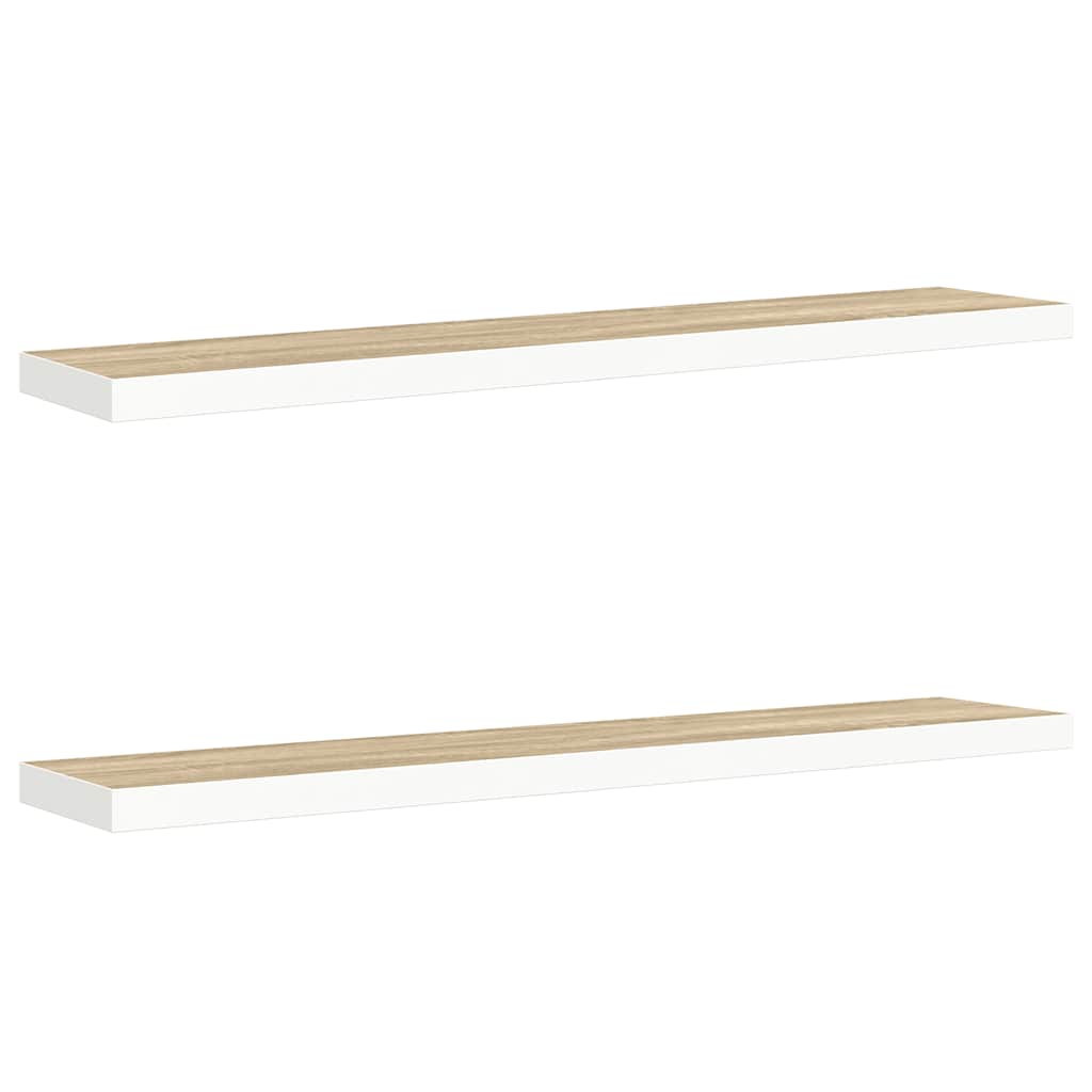 væghylder 2 stk. 120x23,5x3,8 cm MDF egetræsfarve og hvid