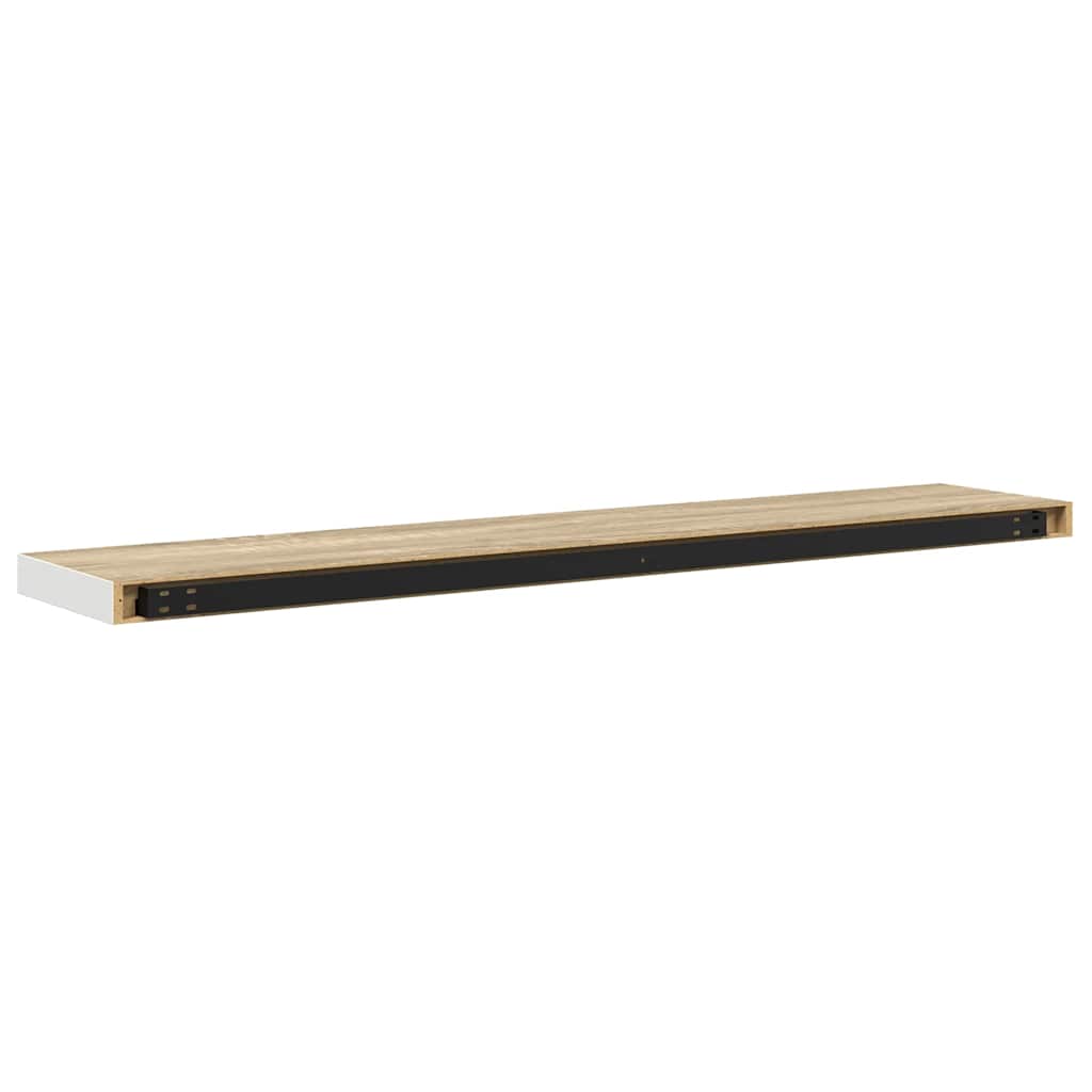 væghylder 2 stk. 120x23,5x3,8 cm MDF egetræsfarve og hvid