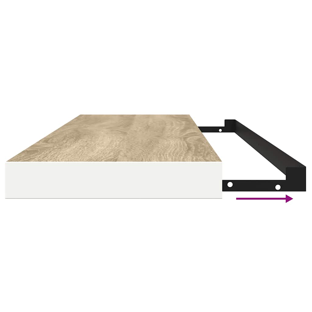 væghylder 2 stk. 120x23,5x3,8 cm MDF egetræsfarve og hvid