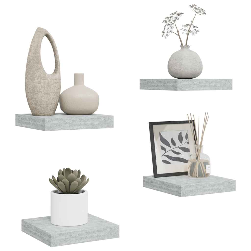 væghylder 4 stk. 23x23,5x3,8 cm MDF betongrå