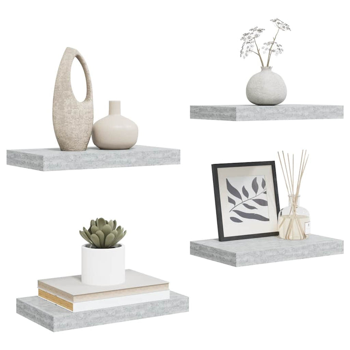 svævehylder 4 stk. 40x23x3,8 cm MDF betongrå