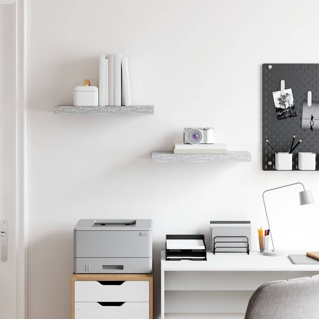 væghylder 2 stk. 50x23x3,8 cm MDF betongrå