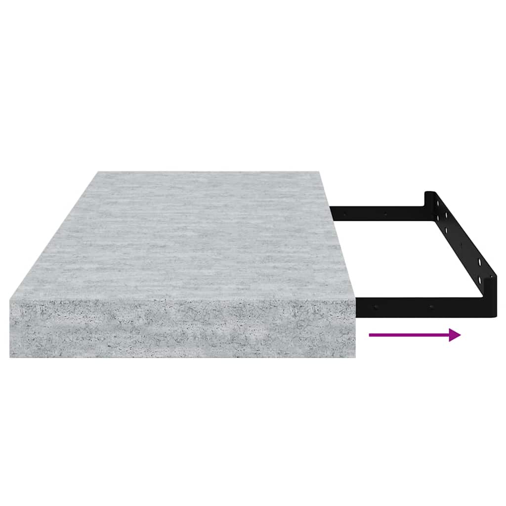 væghylder 2 stk. 50x23x3,8 cm MDF betongrå