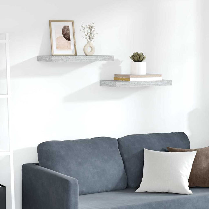 væghylder 2 stk. 50x23x3,8 cm MDF betongrå