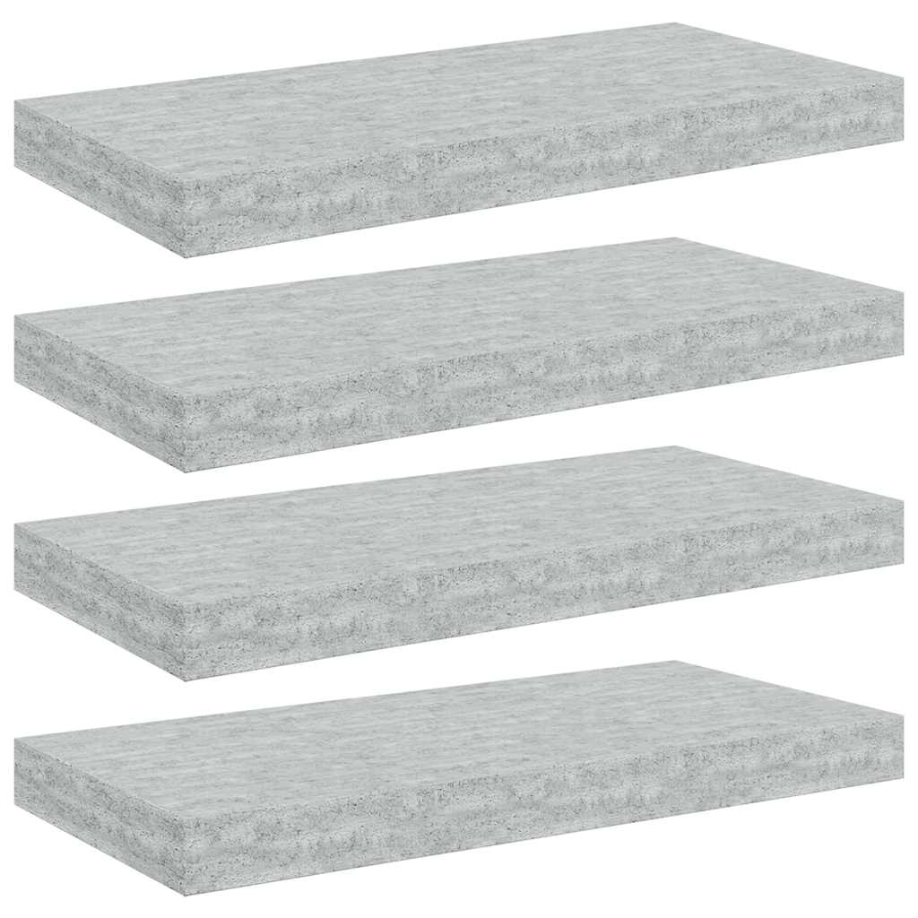 væghylder 4 stk. 50x23x3,8 cm MDF betongrå