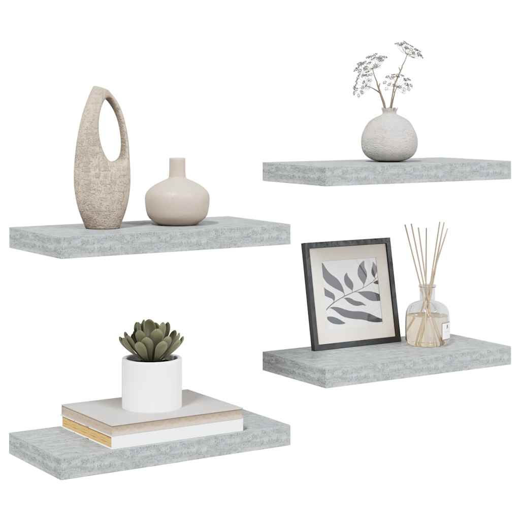væghylder 4 stk. 50x23x3,8 cm MDF betongrå