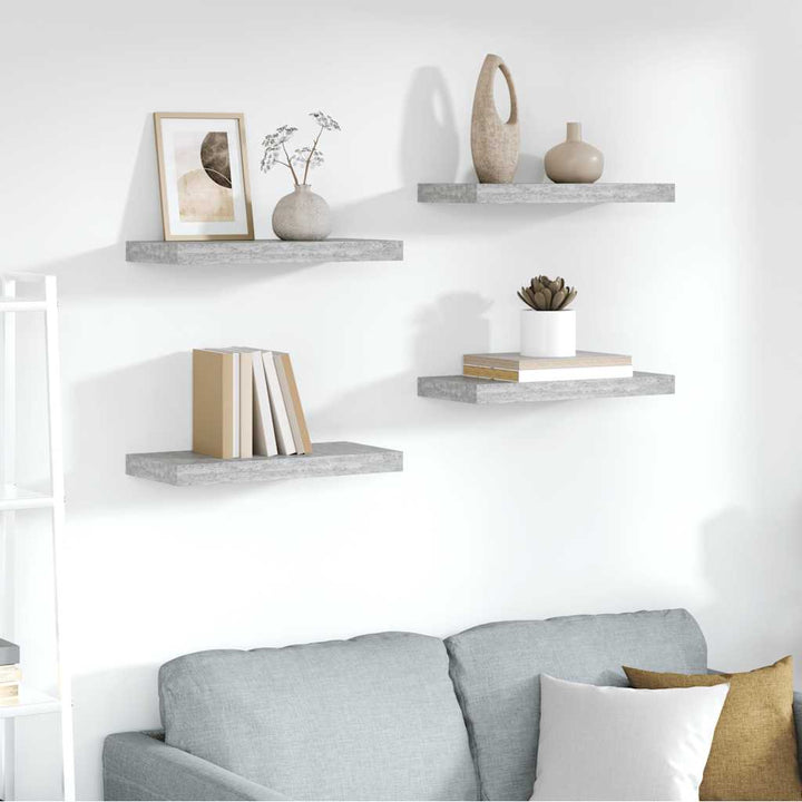 væghylder 4 stk. 50x23x3,8 cm MDF betongrå