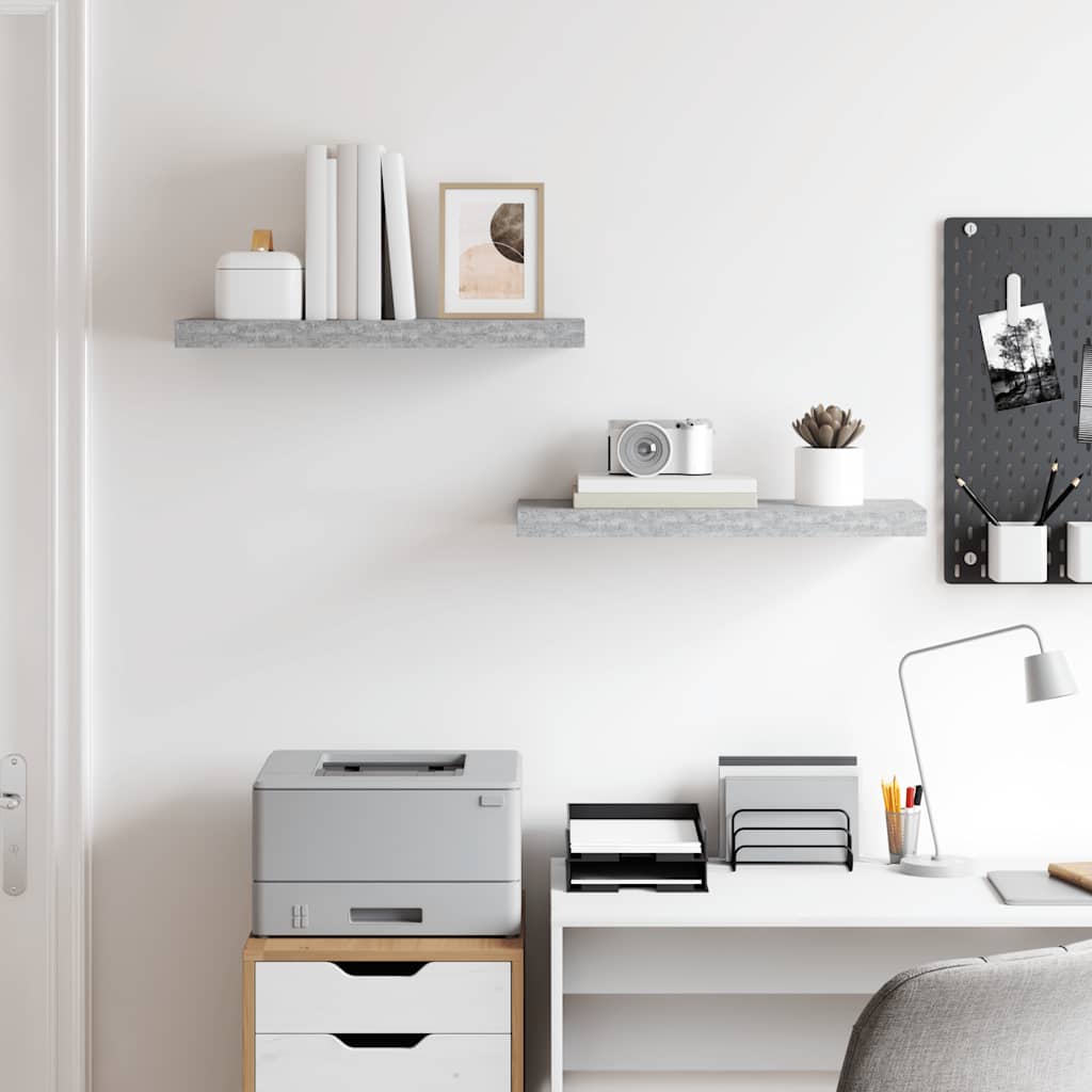 væghylder 2 stk. 60x23,5x3,8 cm MDF betongrå