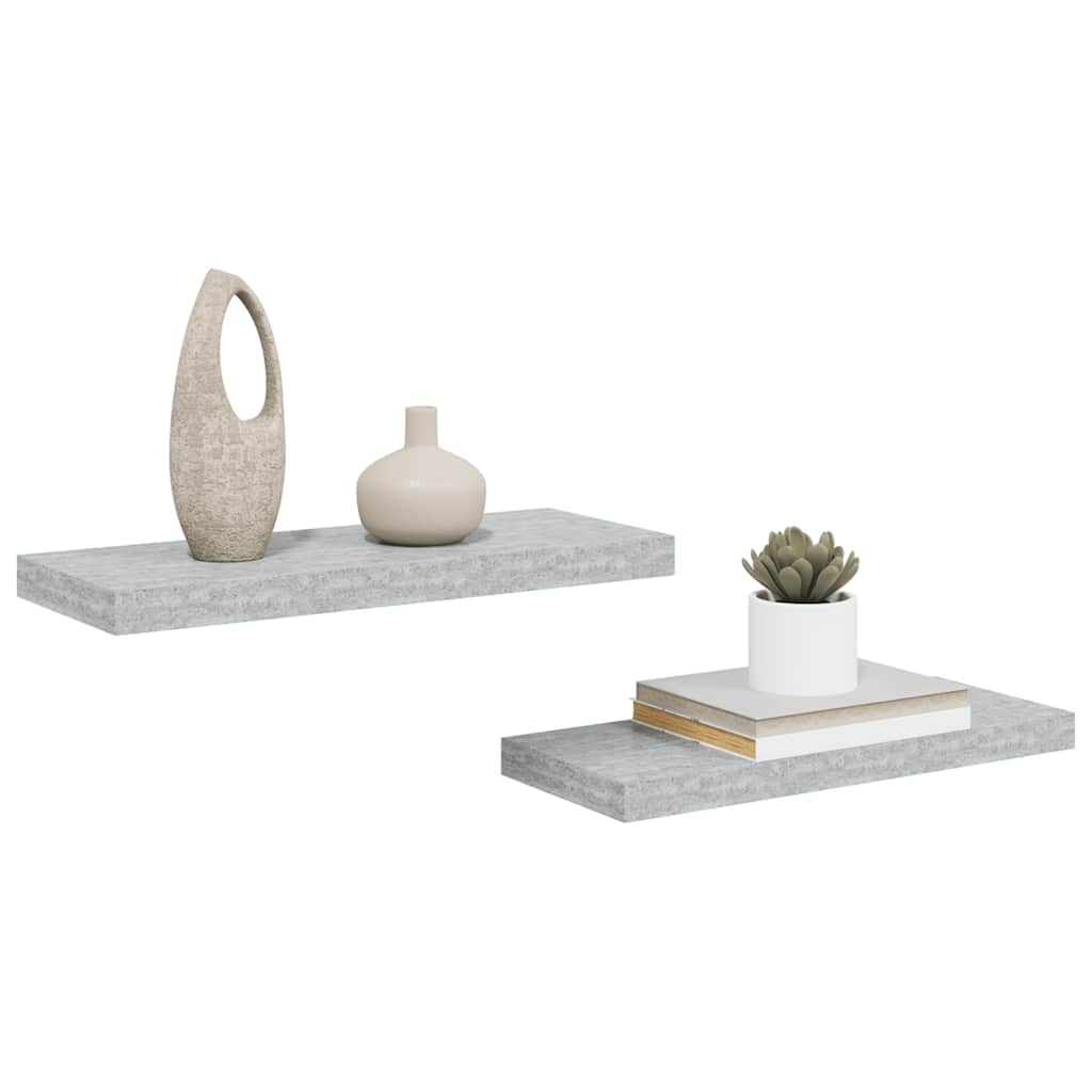væghylder 2 stk. 60x23,5x3,8 cm MDF betongrå