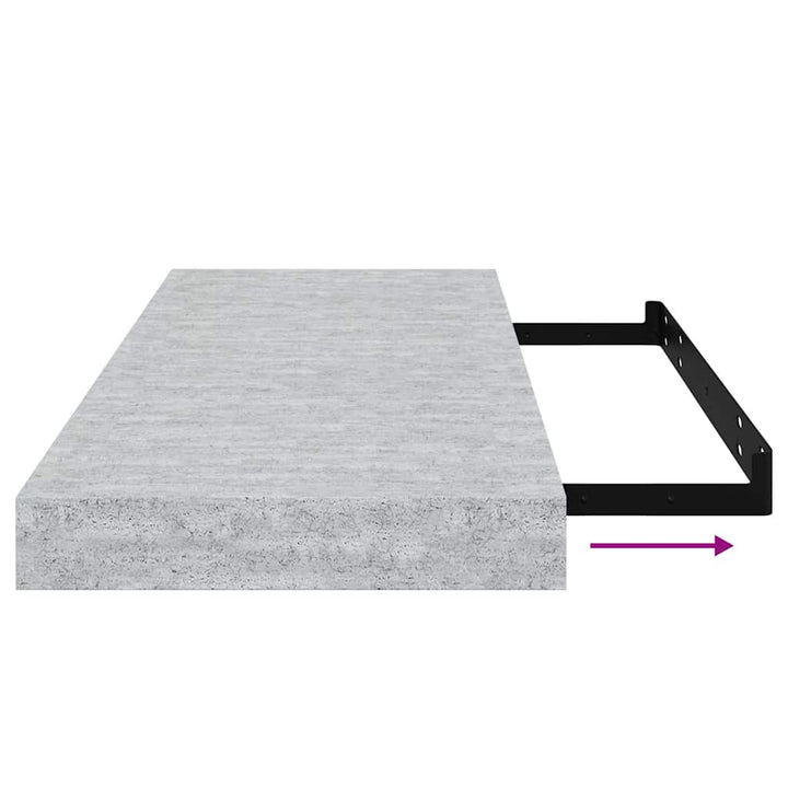 væghylder 2 stk. 60x23,5x3,8 cm MDF betongrå