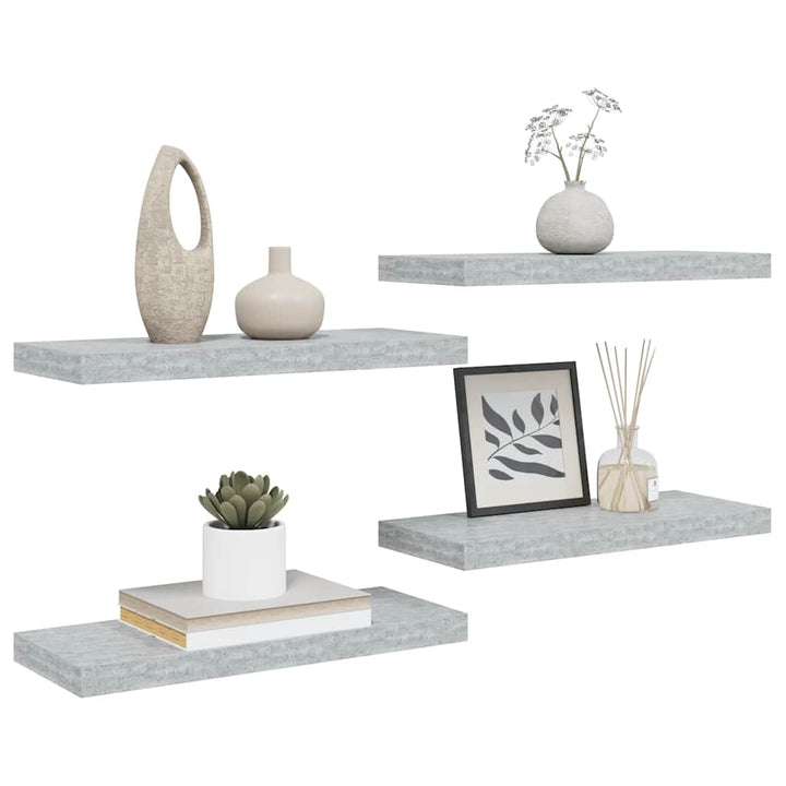 væghylder 4 stk. 60x23,5x3,8 cm MDF betongrå
