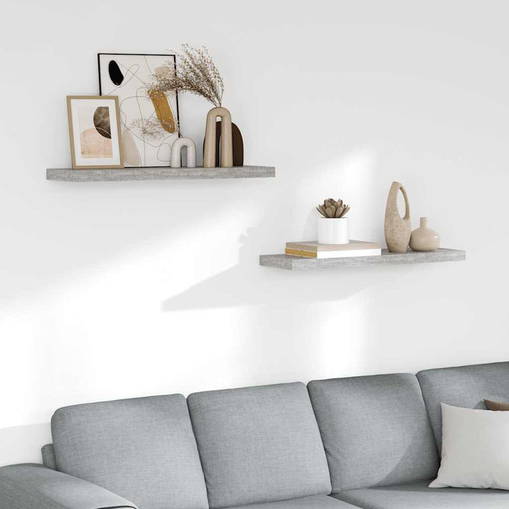væghylder 2 stk. 80x23,5x3,8 cm MDF betongrå