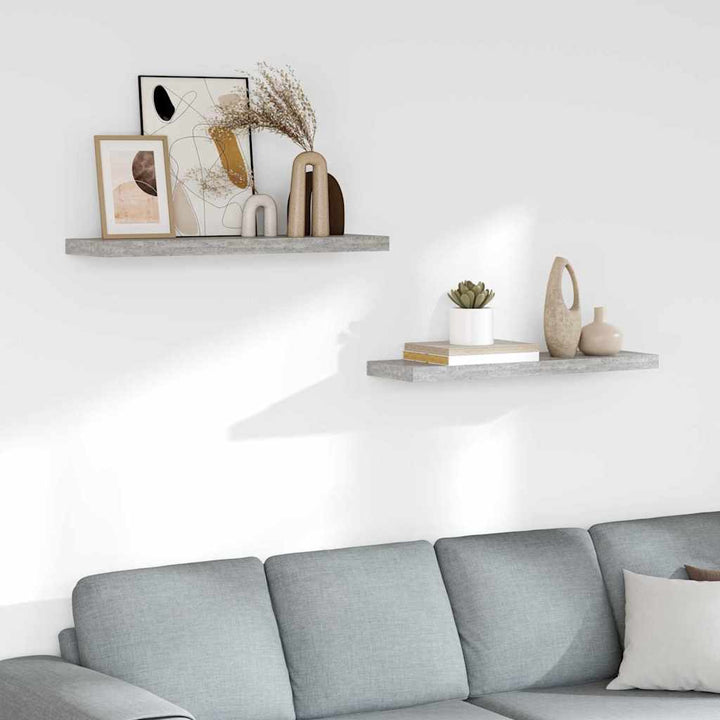 væghylder 2 stk. 80x23,5x3,8 cm MDF betongrå