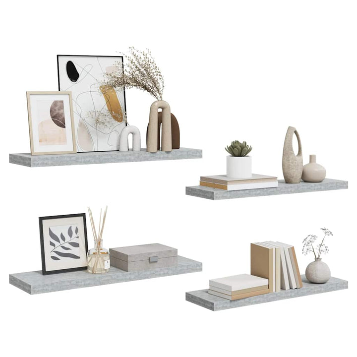 væghylder 4 stk. 80x23,5x3,8 cm MDF betongrå