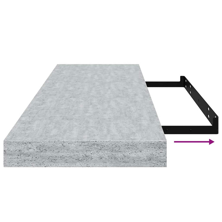 væghylder 4 stk. 80x23,5x3,8 cm MDF betongrå