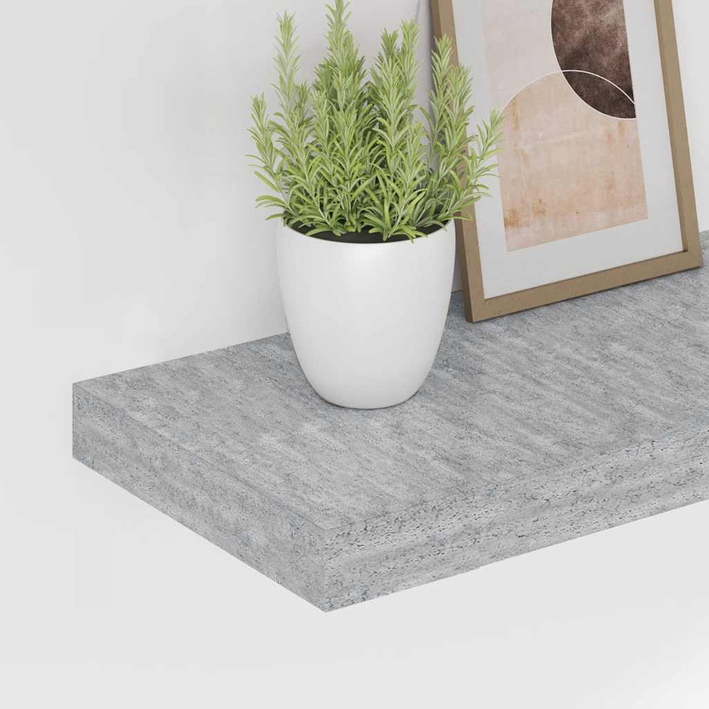 svævehylder 2 stk. 90x23,5x3,8 cm MDF betongrå