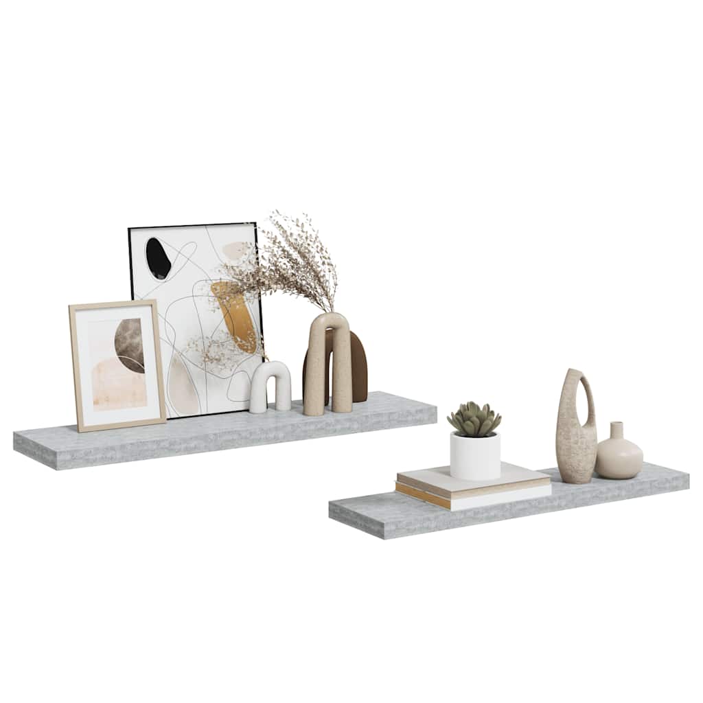 svævehylder 2 stk. 90x23,5x3,8 cm MDF betongrå