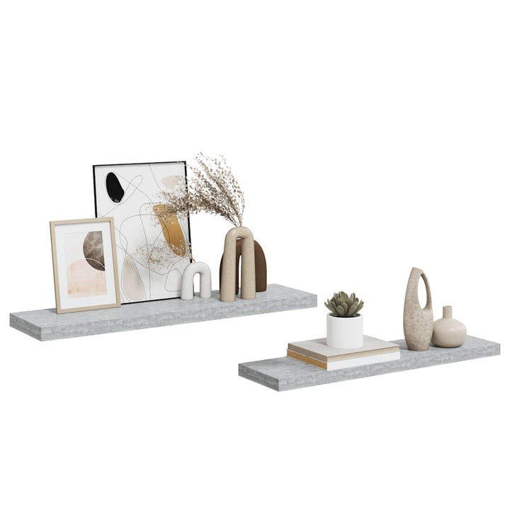 svævehylder 2 stk. 90x23,5x3,8 cm MDF betongrå