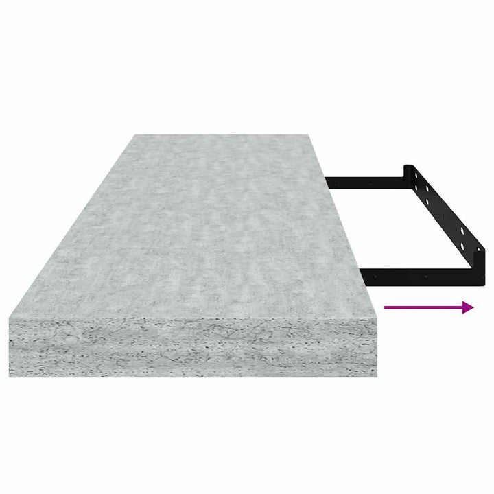 svævehylder 2 stk. 90x23,5x3,8 cm MDF betongrå
