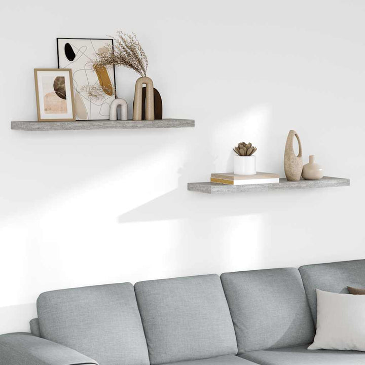 svævehylder 2 stk. 90x23,5x3,8 cm MDF betongrå