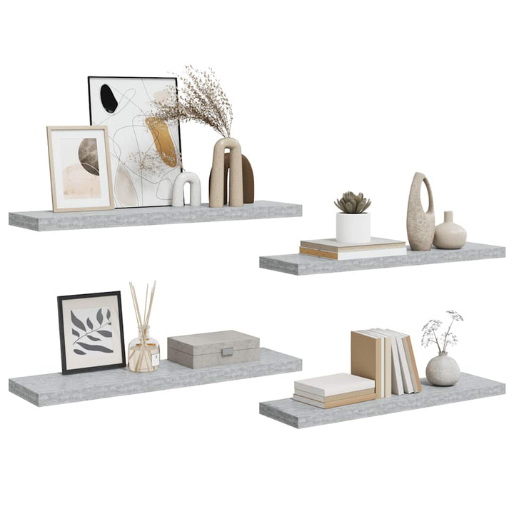 svævehylder 4 stk. 90x23,5x3,8 cm MDF betongrå