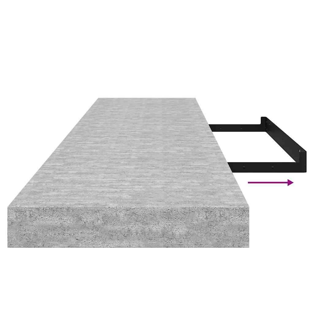 væghylder 4 stk. 120x23,5x3,8 cm MDF betongrå
